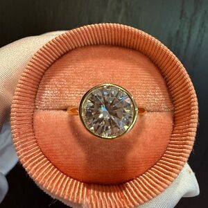 3 Carat Moissanite Bezel Elegant Gold and Silver Women's Engagement Ring